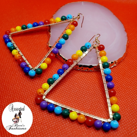 Rainbow Beaded Earrings - Picture 8 of 9